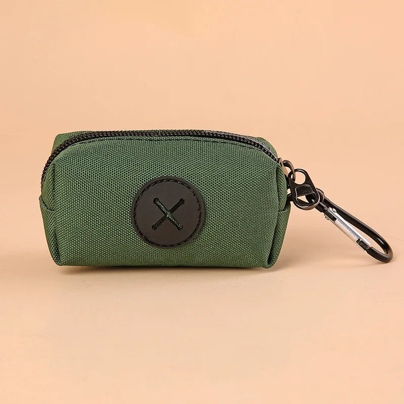 Canvas Dog Poop Bag Holder | Outdoor Pet Waste Bag Dispenser with Carabiner Clip army green