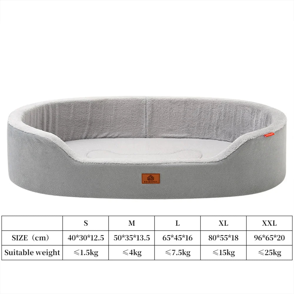 Orthopedic Waterproof Dog Bed for Medium to Large Dogs – Winter Couch Pet Bed Light gray