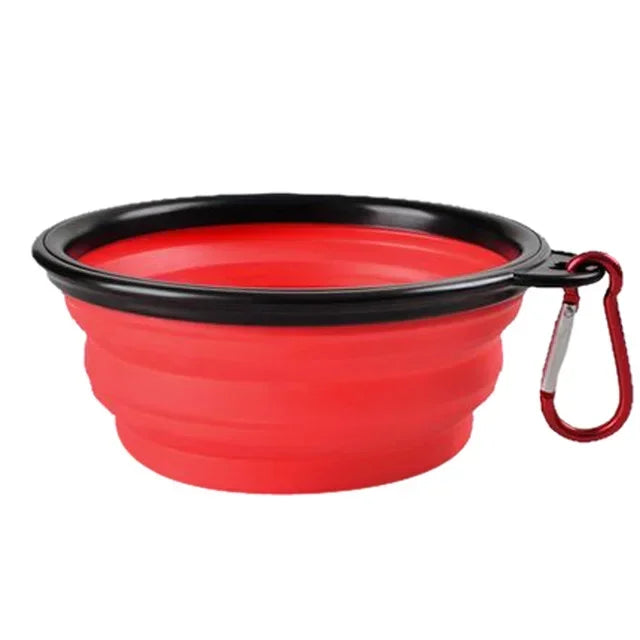 Collapsible Pet Silicone Dog Bowl | Portable Travel Food and Water Bowl with Carabiner GC-6-hong 350ml (13x9x5.5cm)