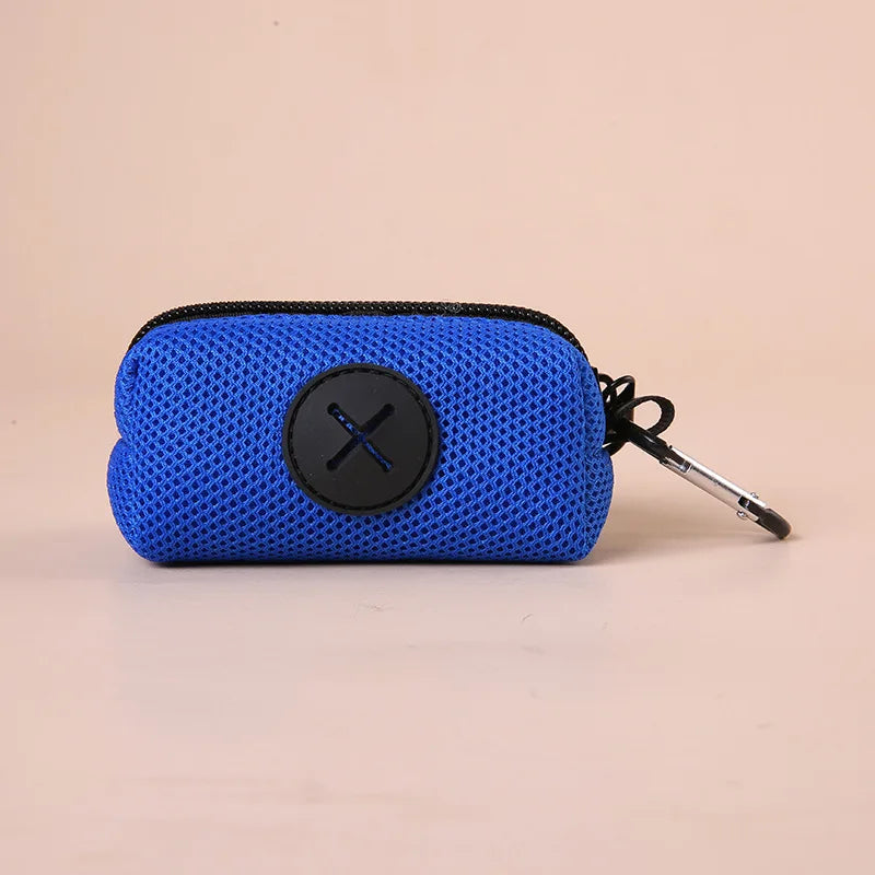 Canvas Dog Poop Bag Holder | Outdoor Pet Waste Bag Dispenser with Carabiner Clip blue