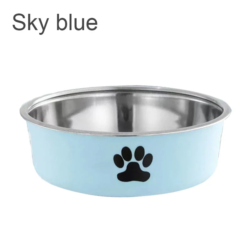 Non-Slip Stainless Steel Pet Bowl for Small Dogs & Cats - Food-Grade Water & Feeding Bowl (Multiple Sizes) Sky blue