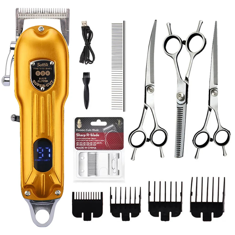 Professional Rechargeable Pet Hair Clipper - All-Metal Dog & Cat Grooming Trimmer, Quiet Cordless JMJ002