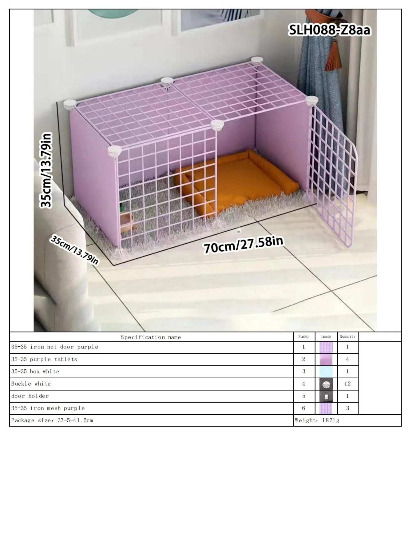 Dog Pet Fence Indoor Isolation Gate Dog Cage Small Dog Iron Guardrail Freely Combinable Cat and Dog Pet Fence Slh088-Z8Aa