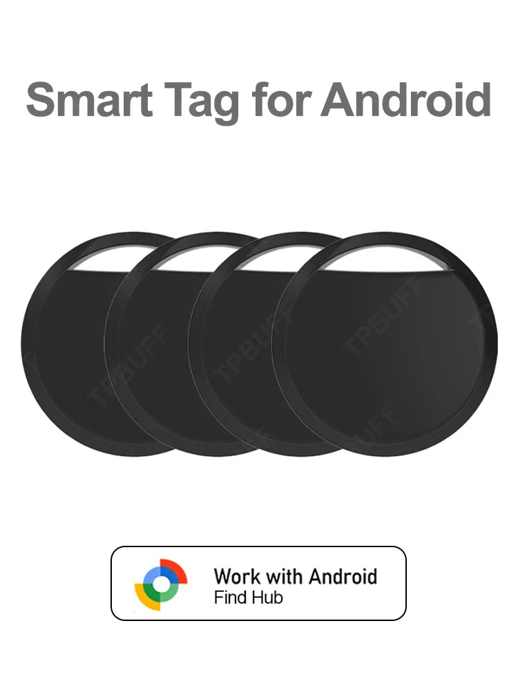 1/2/ 4pcs Bluetooth GPS Tracker Work With Android Google Find My App Key Finder Pet Locator Smart Tag for Xiaomi Samsung Phones Black-4PCS