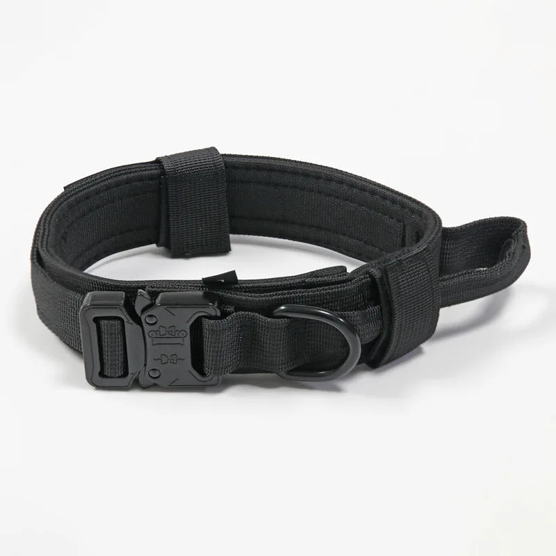 Tactical Dog Collar Leash Set Heavy-duty Military Dog Collar with Handle and Metal Buckle for Small Medium Large Dogs Necklace Black collar