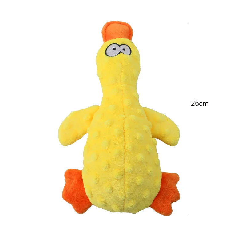 Plush Duck Squeaky Dog Toy with Chew Rope – Bite-Resistant Dental Cleaning Pet Toy Yellow