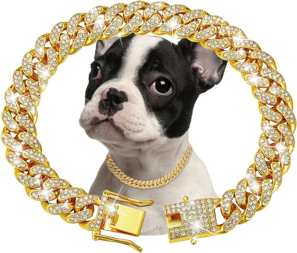 Dog Chain Collar Luxury Gold Pet Metal Chain Collar For Small Medium Large Dogs Cats Pet Jewelry Necklace Accessorie United States WHITE
