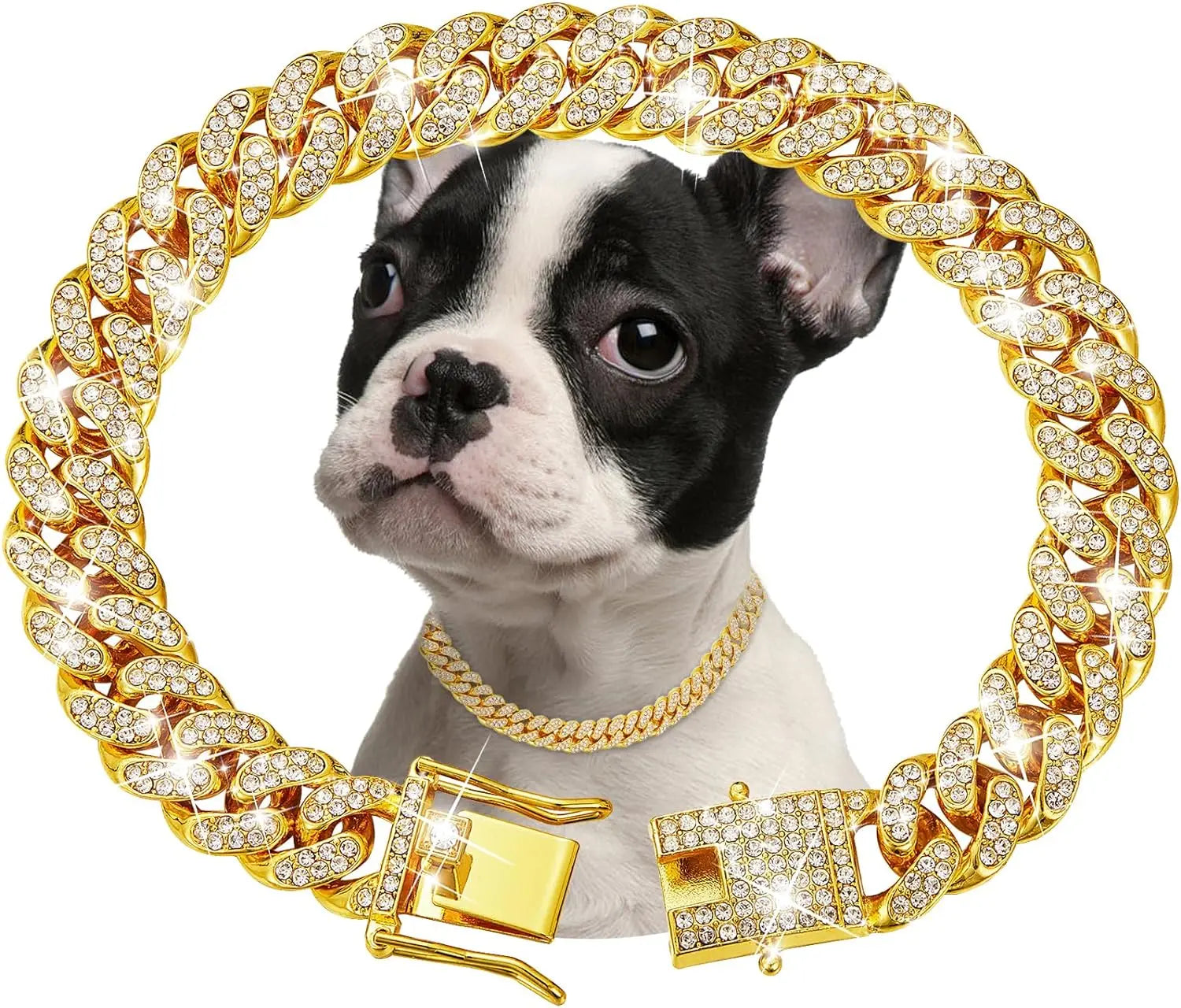Dog Chain Collar Luxury Gold Pet Metal Chain Collar For Small Medium Large Dogs Cats Pet Jewelry Necklace Accessorie United States WHITE