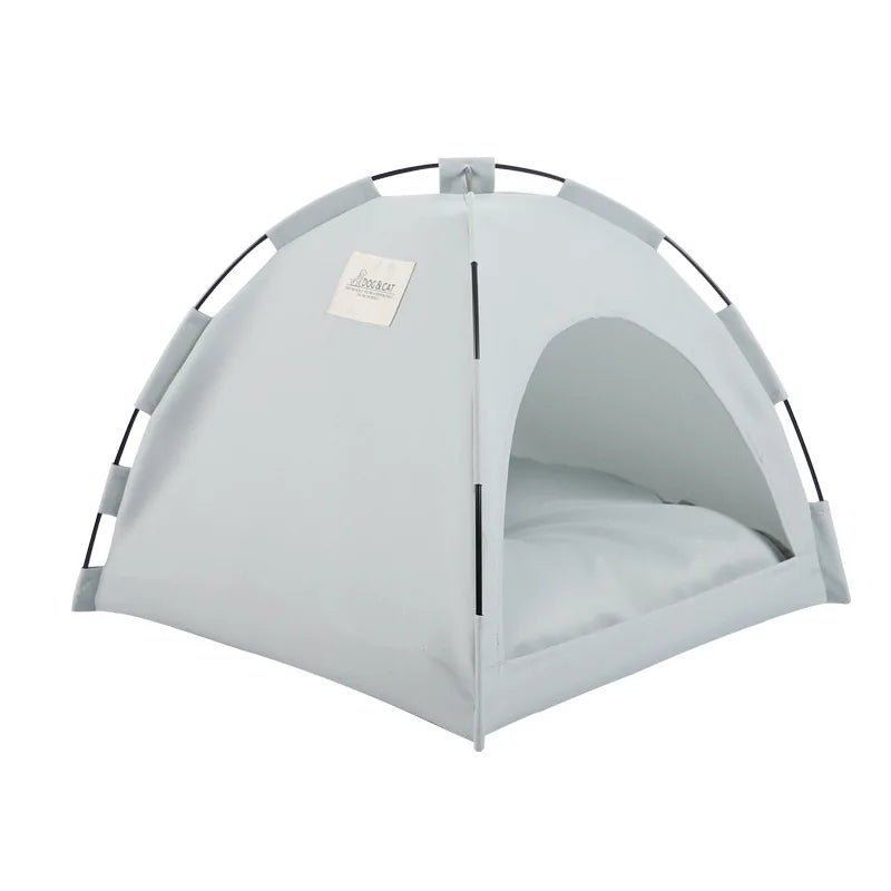 Removable Pet Tent Bed Semi-Enclosed Fleece Cat & Small Dog Sofa Basket Cozy Cave Sleeping Bed for Indoor Room Decor White A
