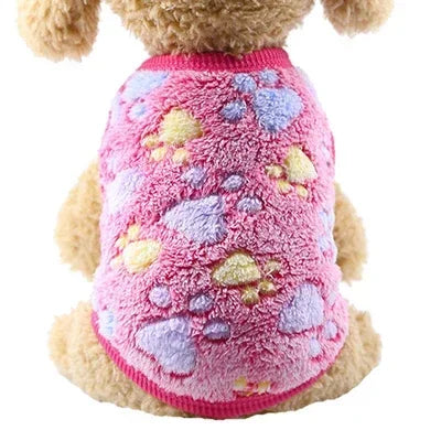 Cartoon Fleece Pet Sweater – Winter Warm Dog & Cat Coat (XXS-XL) United States Rose Footprint