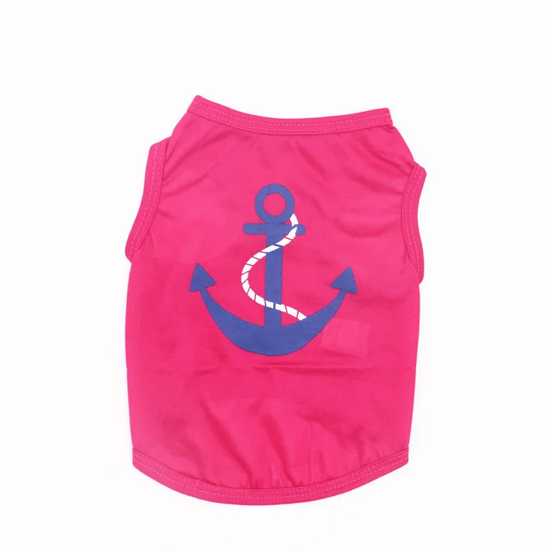 Security Clothing for Dogs Summer Pet T-shirt Costume Rose Anchor 1