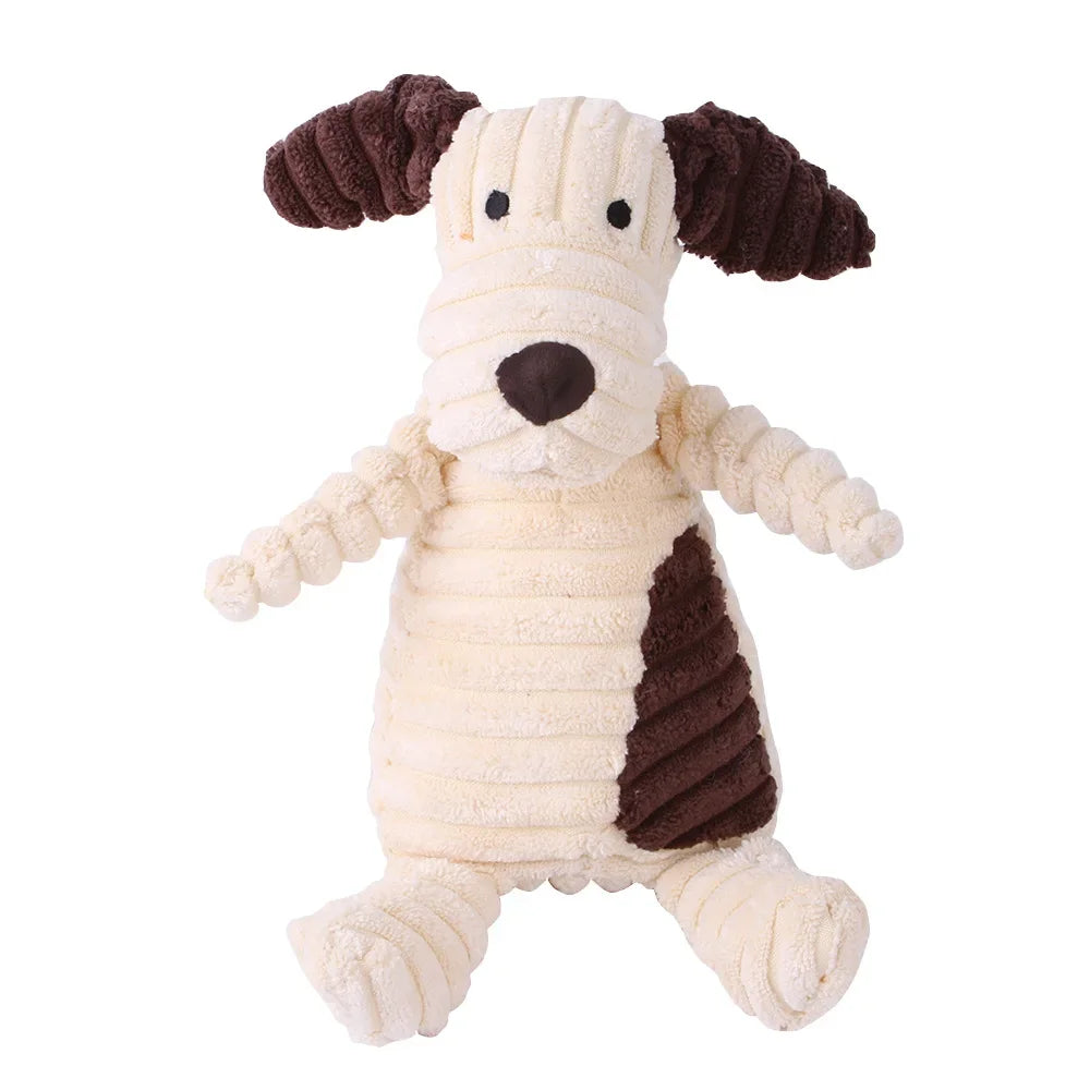 Plush Corduroy Squeaky Dog Toy, Bite-Resistant Animal Plush for Puppies & Small to Large Dogs, Training & Chew Toy Dog