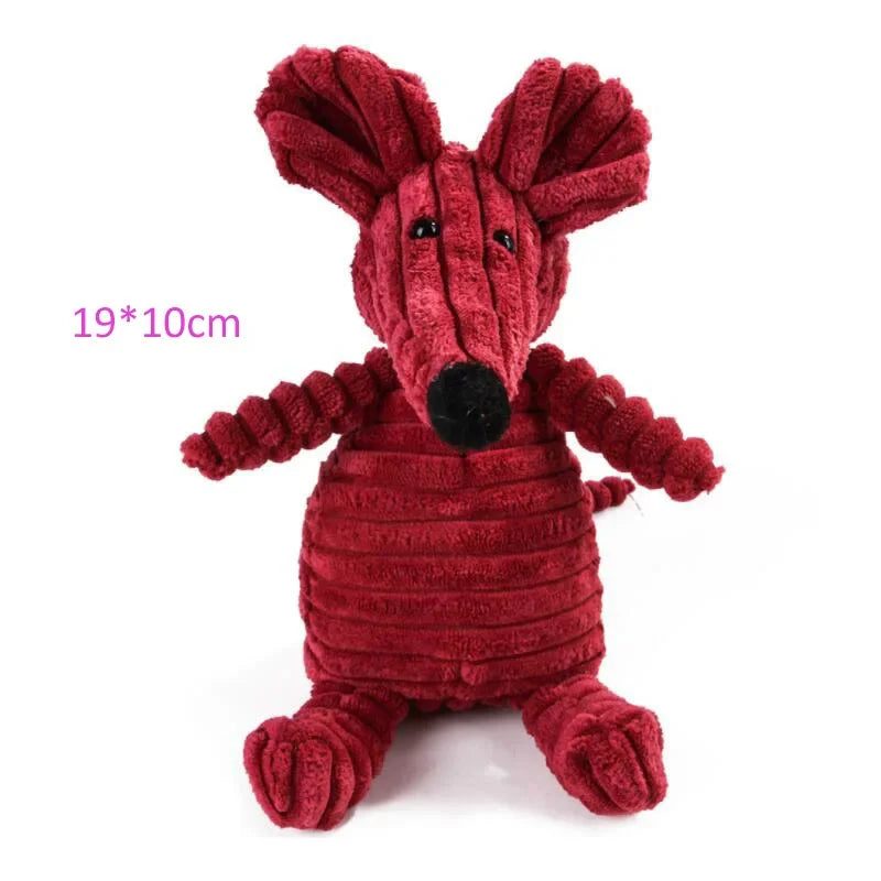 Plush Corduroy Squeaky Dog Toy, Bite-Resistant Animal Plush for Puppies & Small to Large Dogs, Training & Chew Toy Mouse