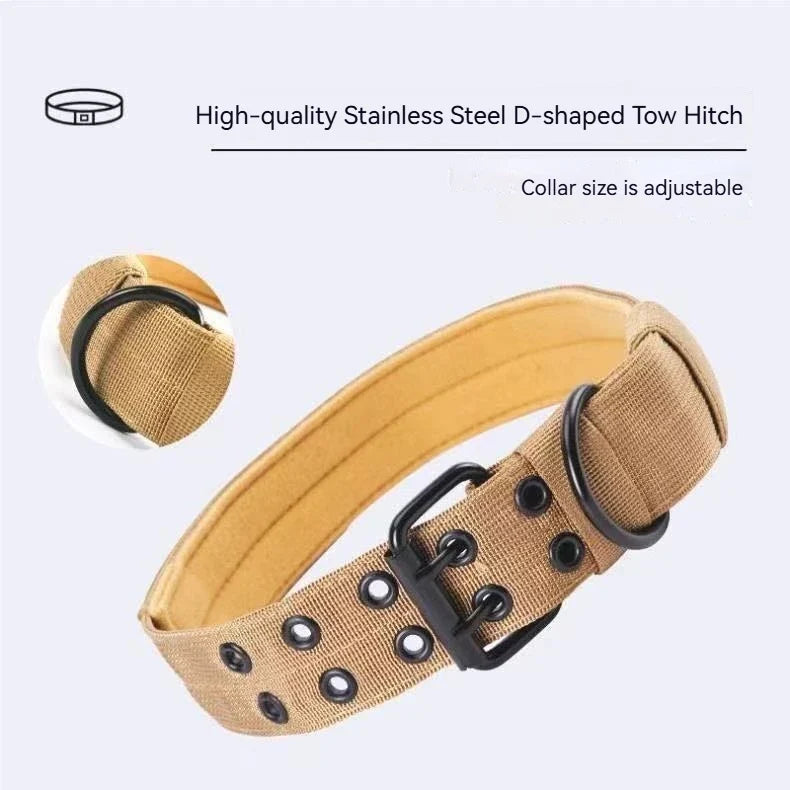 Adjustable Sturdy Tactical Dog Collar with Leash Set for Medium to Large Dogs Anti-Bite Durable Neck Collar For Strong Dogs