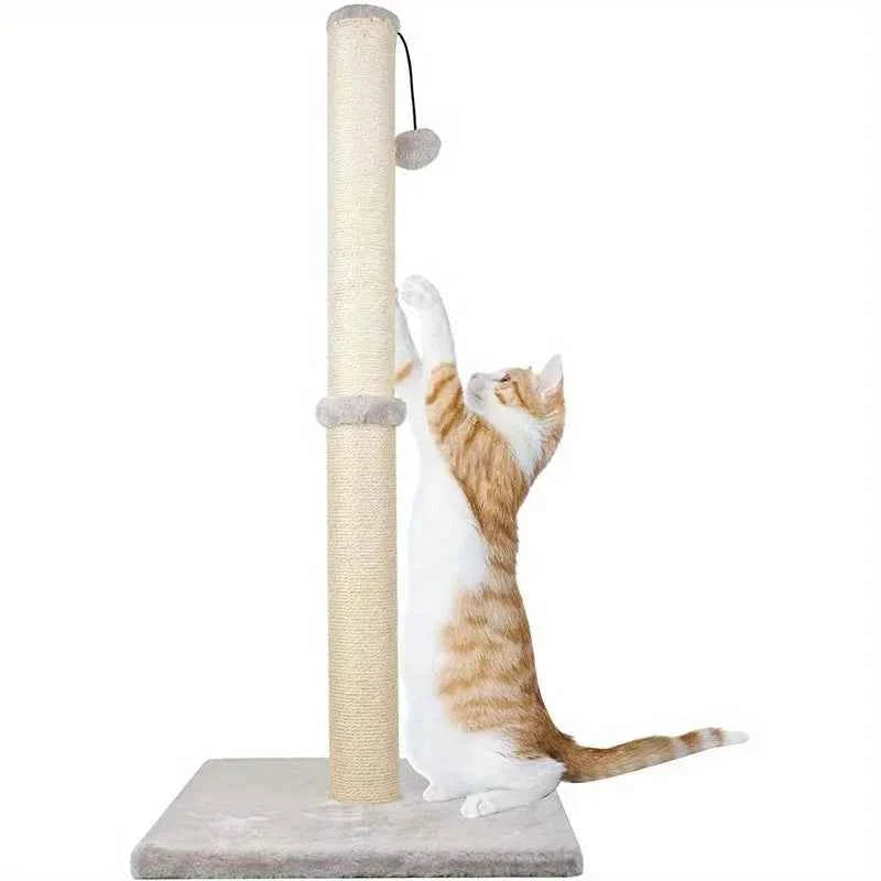 2-Tier Vertical Cat Scratching Post – Sisal Climbing Tree with Stable Modern Design Beige