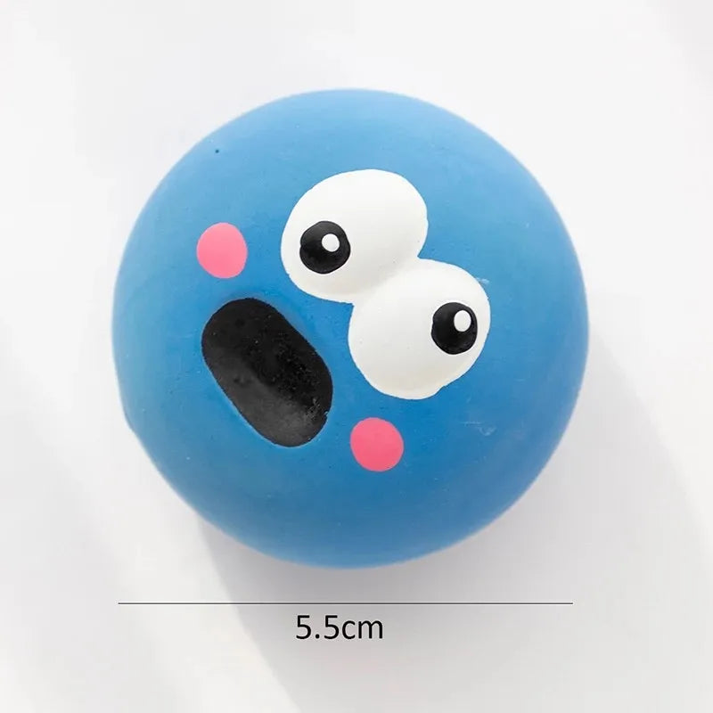 Dog Squeaky Chew Ball - Bite-Resistant Rubber Dental Cleaning Toy Blue
