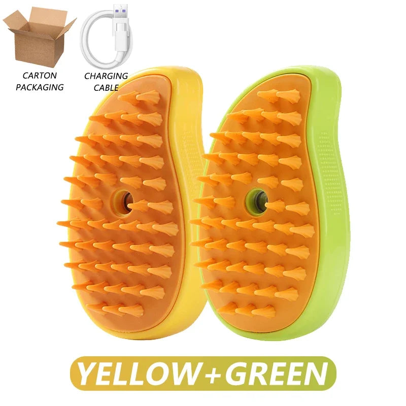 3-in-1 Pet Steamy Brush – Electric Spray Groomer, Silicone Massage & Hair Remover for Cats & Dogs Top Selling Set Battery Upgrade