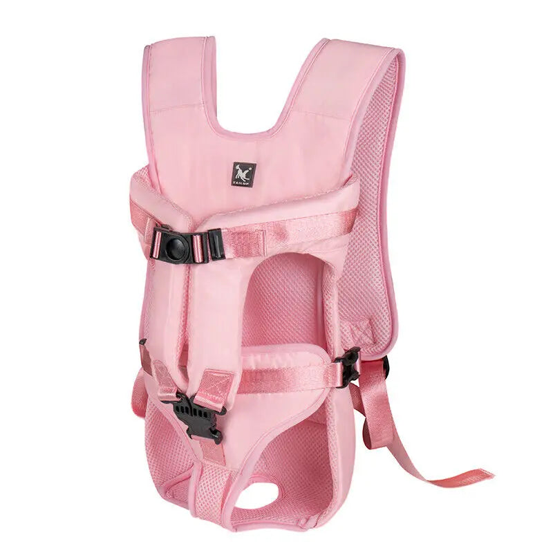 Adjustable Hands-Free Front Pet Carrier Backpack – Breathable Dog & Cat Travel Carrier (Up to 35 lbs / 16 kg) pink