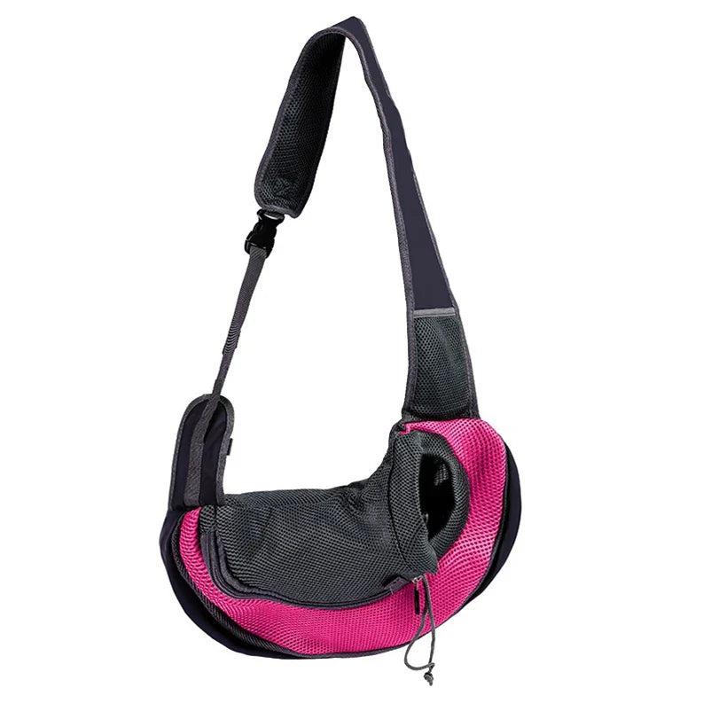 Crossbody Pet Carrier Sling Backpack – Breathable Thickened Nylon for Small Dogs & Cats rose red