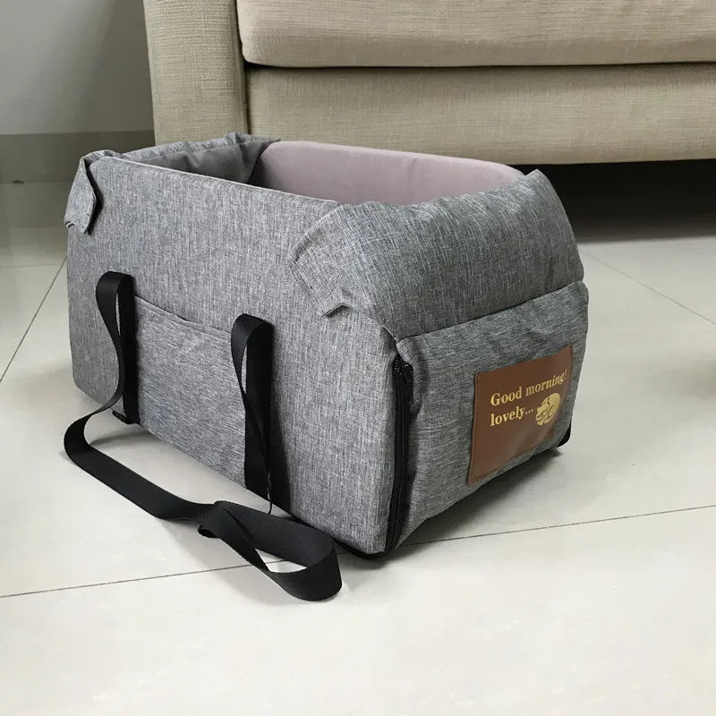 Portable Car Dog Seat Bed for Small Dogs & Cats - Travel Pet Carrier, Waterproof & Removable grey Small