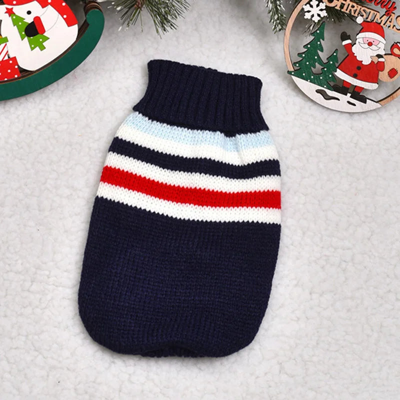 Christmas Cat Sweater Winter Warm Pet Costume for Cats Kedi katten Sphynx Clothing Mascotas Clothes for Dog Animals ropa de gato Navy Stripe China Mainland