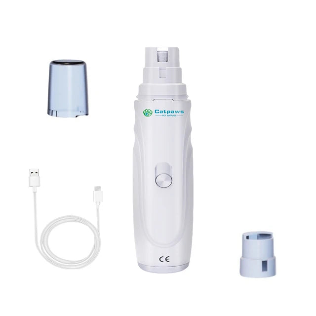 USB Rechargeable Electric Pet Nail Grinder - Quiet Dog & Cat Nail Trimmer, 2-Speed 3-Port Diamond Bit 1 Set