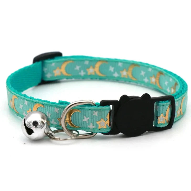 Colorful Pet Collar with Bell – Adjustable for Cats & Small Dogs C green