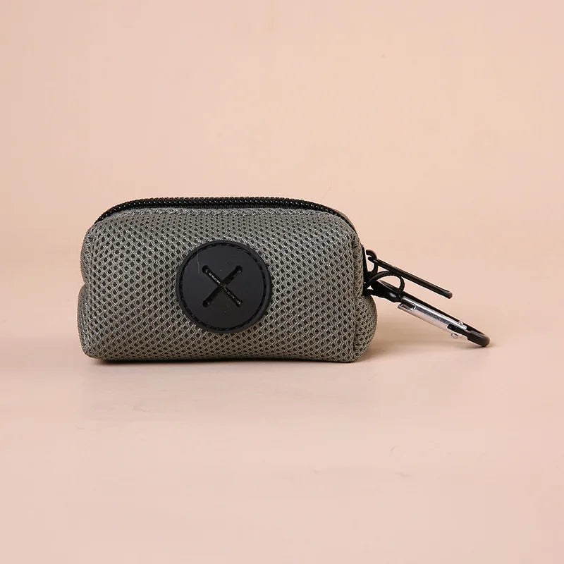 Canvas Dog Poop Bag Holder | Outdoor Pet Waste Bag Dispenser with Carabiner Clip dark green