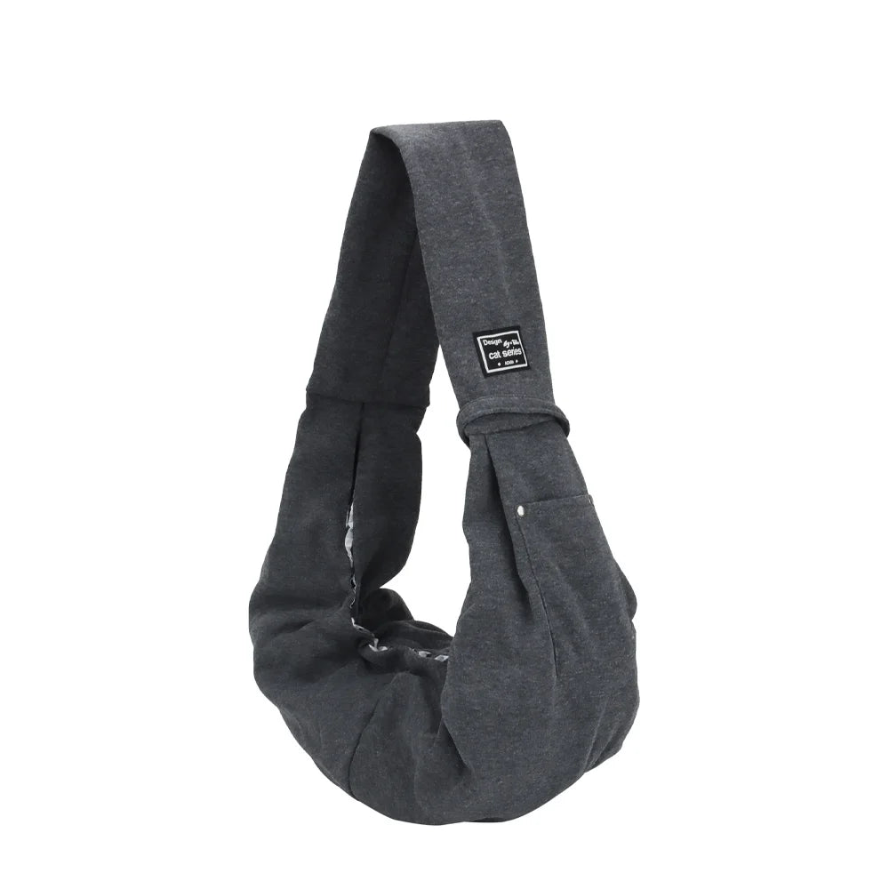 Portable Pet Shoulder Carrier with Phone Pocket – Travel Handbag for Small Dogs & Cats Dark Gray