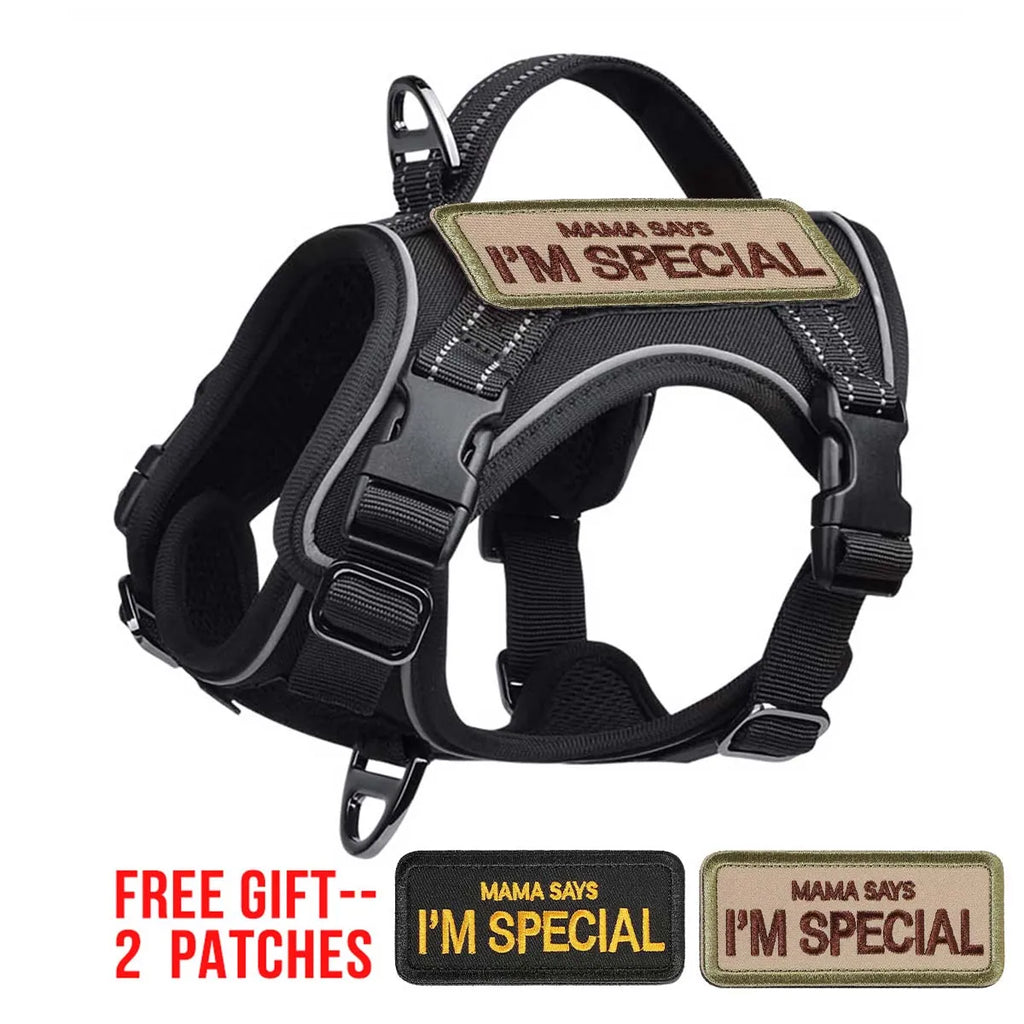 1PC Tactical Dog Harness with Handle, Reflective Military Vest for Small Dogs, Outdoor Training & Walking BLACK
