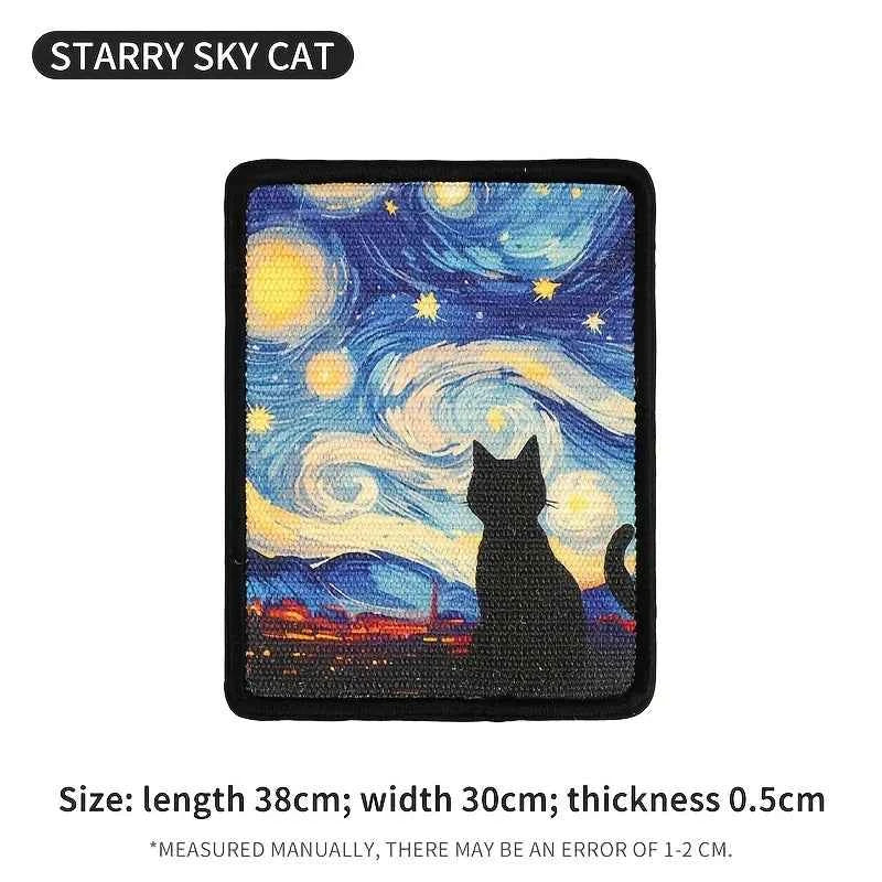 Wall Mounted Cat Scratching Mat – Durable Fabric Claw Board with Space-Saving Design Starry Sky