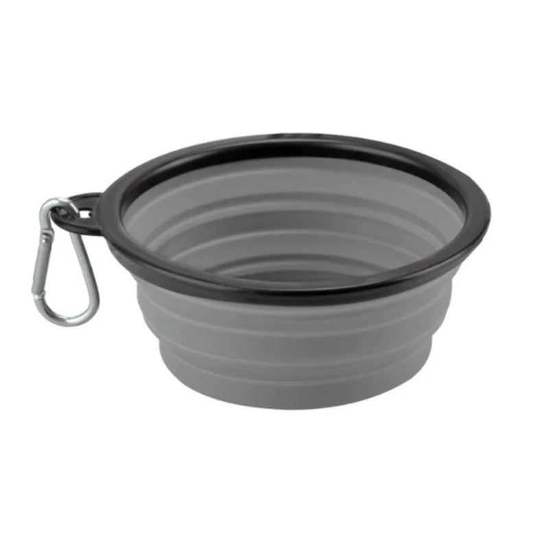 Collapsible TPR Travel Pet Bowl for Dogs & Cats — Portable Food & Water Dish (350/650/1000 ml | 12/22/34 oz) Gray