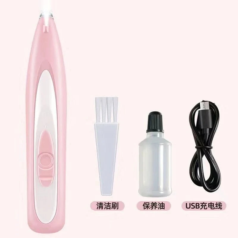 Cordless Dog Grooming Clippers — 18mm (0.71 in) Wide Blade, LED Light & LCD Display, Low-Noise Rechargeable Pet Paw Trimmer PInk set H2