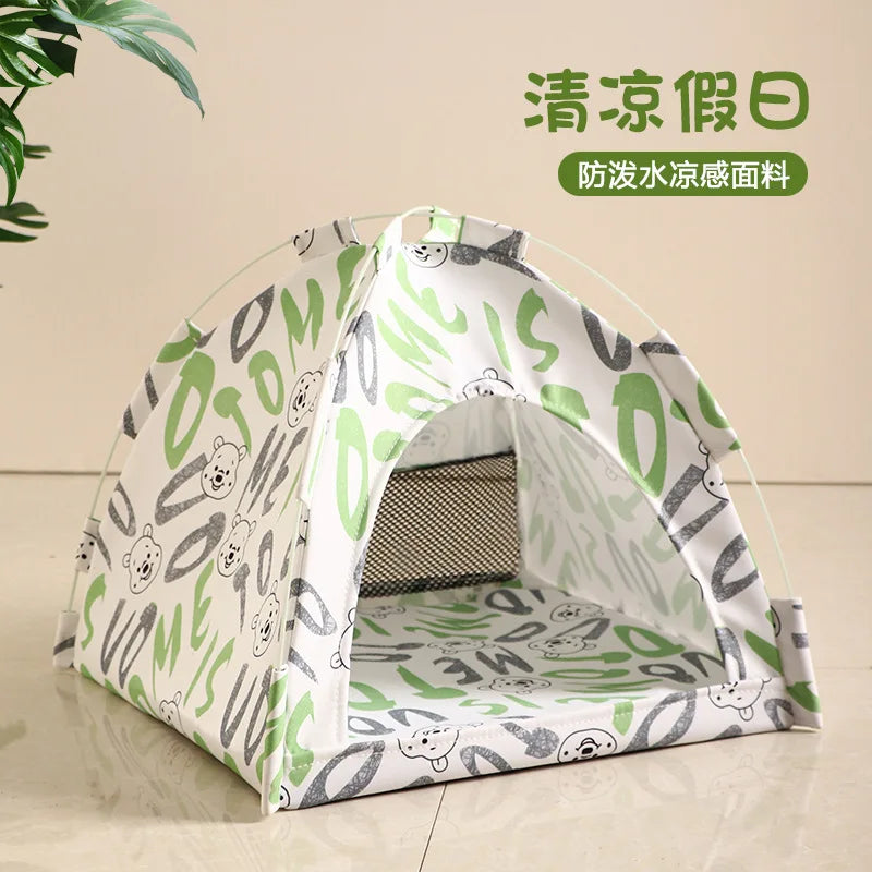 Removable Pet Tent Bed Semi-Enclosed Fleece Cat & Small Dog Sofa Basket Cozy Cave Sleeping Bed for Indoor Room Decor White