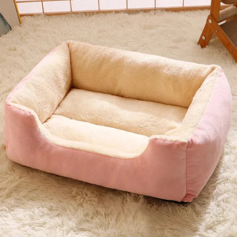 Plush Pet Bed for Cats and Small Dogs – Cozy Winter Cat Cushion House Pink