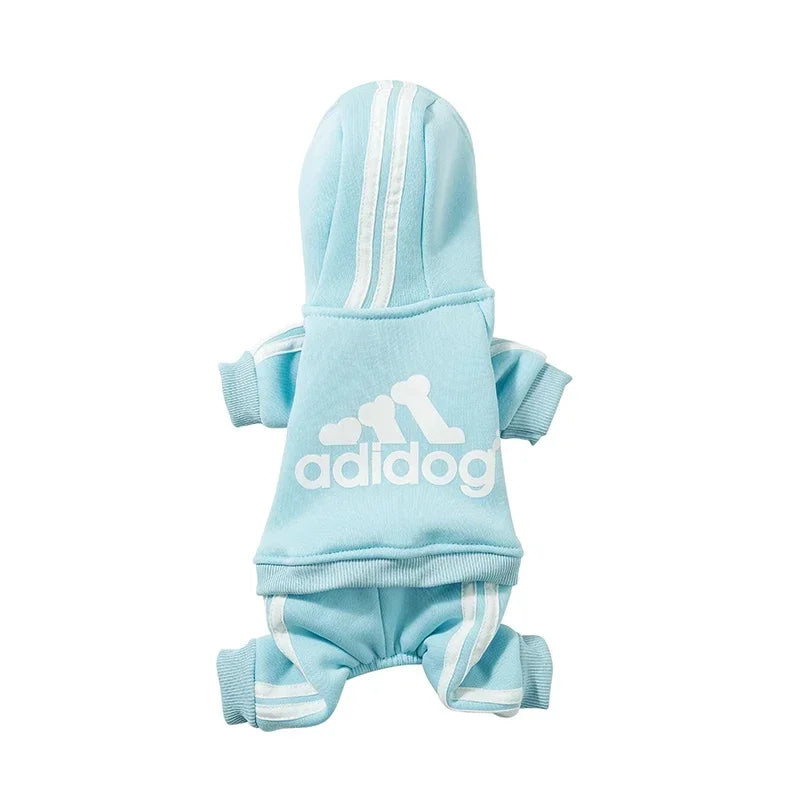 Adidog Clothes Dog Jumpsuit Warm Puppy Pet Clothes For Dog Hoodies Sweatshirt Yorkie French Bulldog Clothing For Dog Coat Jacket Light Blue