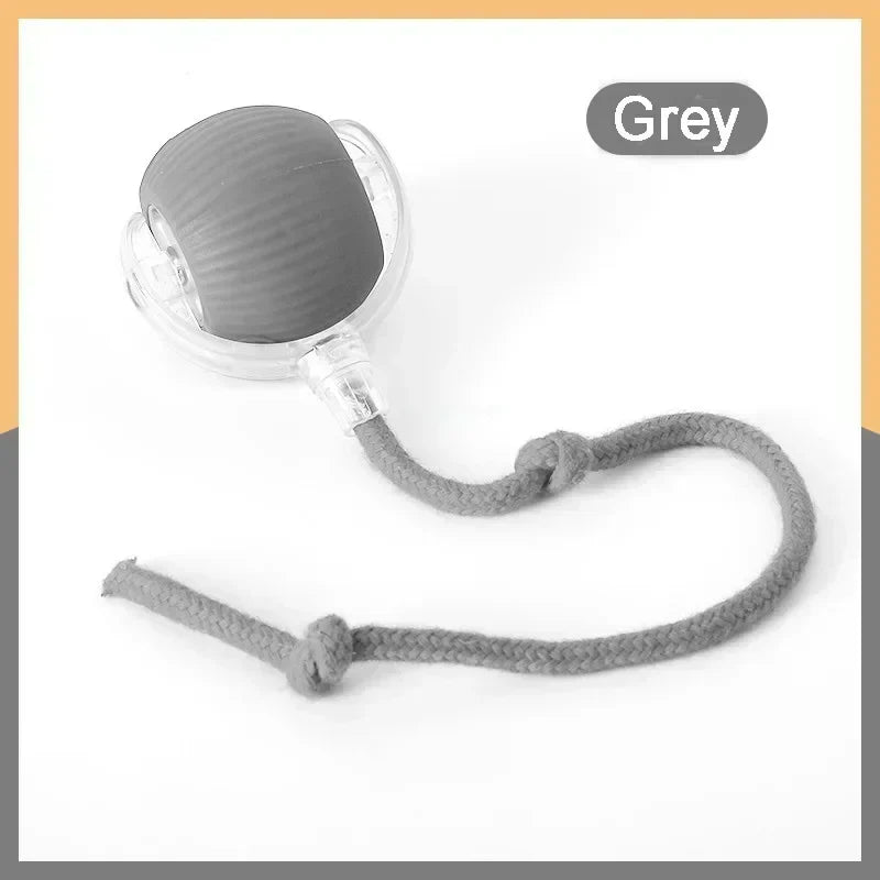 Rechargeable Automatic Rolling Pet Ball — Interactive Plush Tail Toy for Cats & Small Dogs Grey Tail ball