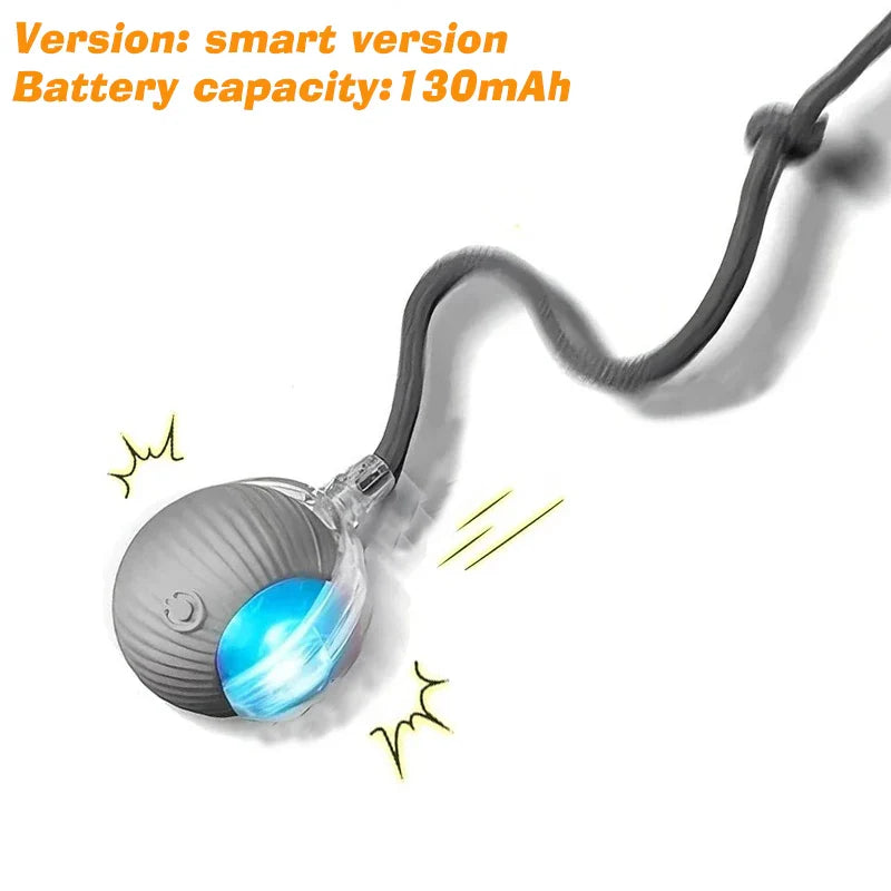 Rechargeable Interactive Rolling Ball Toy for Dogs & Cats — Automatic Smart Obstacle-Avoiding Pet Play Ball Gray Tail Ball Touch Wakeup Version