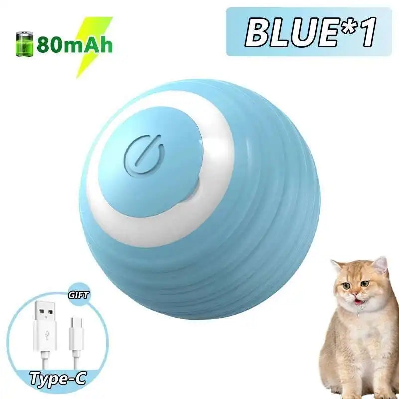 Interactive USB Rechargeable Dog & Cat Toy Ball, Automatic Bouncing Rolling LED Light, IP65 Waterproof Blue1