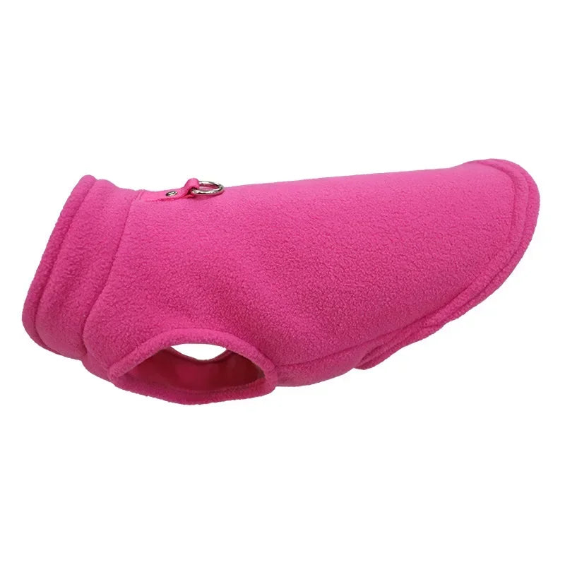Winter Fleece Pet Jacket Vest with D-Ring – Warm Dog & Cat Coat for Small Breeds (Chihuahua, French Bulldog) rose red