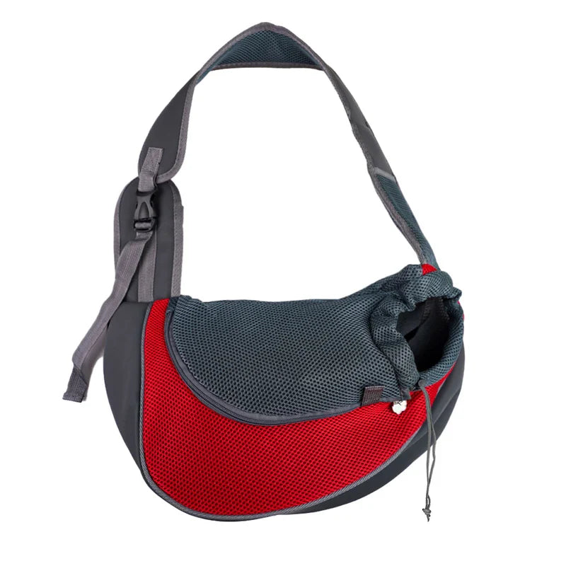 Pet Sling Carrier Shoulder Bag — Mesh Crossbody Travel Carrier for Small Dogs & Cats (S: up to 6.6 lb / 3 kg, L: up to 13.2 lb / 6 kg) red