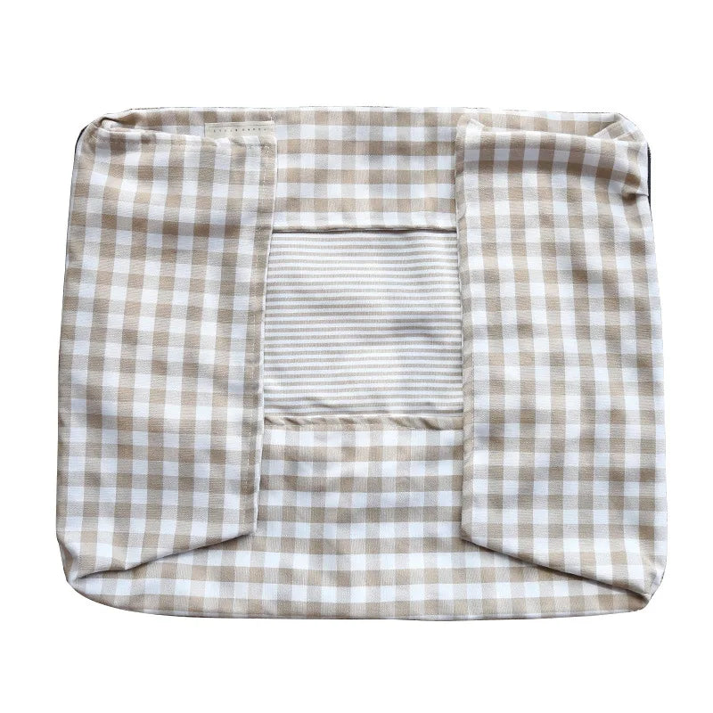 Striped Cotton Pet Bed Sofa for Cats & Small Dogs — Indoor Puppy Kennel (S/M) 50x40x20cm & 60x50x20cm (19.6x15.7x7.8 in & 23.6x19.6x7.8 in) Apricot washing set China Mainland