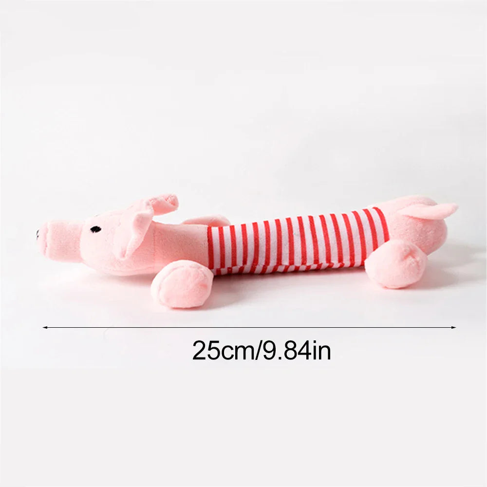 No-Stuffing Squeaky Dog Toy - Durable Simulated Animal Plush with Crinkle and Chew-Resistant Design Pink