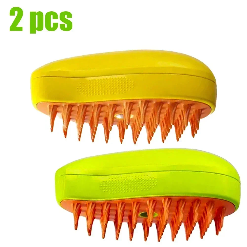Steam Pet Grooming Brush 3-in-1 Spray Massage USB Rechargeable Hair Removal Comb for Cats & Dogs 2PC mixed Mango