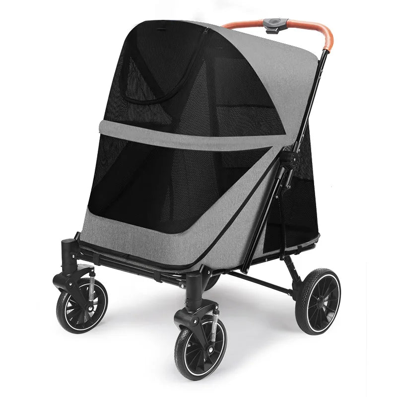 Foldable Pet Stroller for Medium to Large Dogs — 55 kg (121 lb) Load Capacity, Spacious Cabin for Senior Pets GRAY China Mainland