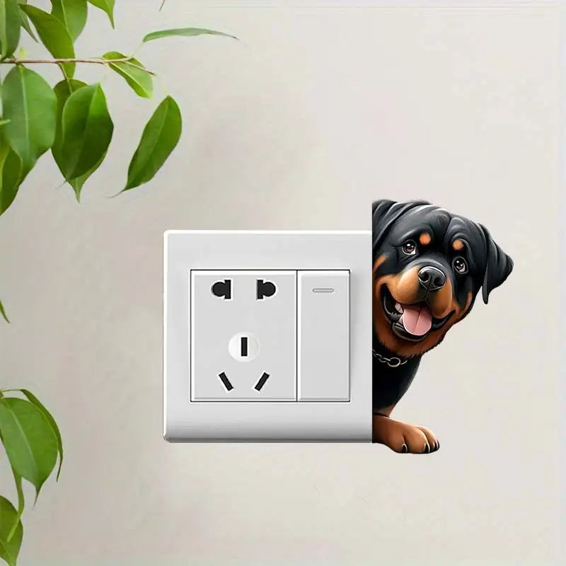 Cute Peeking Dog Animal Light Switch Phone Wall Stickers | Cartoon Decals for Home Decor M1065-E