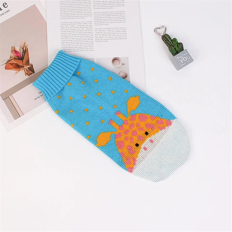 Christmas Cat Sweater Winter Warm Pet Costume for Cats Kedi katten Sphynx Clothing Mascotas Clothes for Dog Animals ropa de gato Blue Giraffe China Mainland