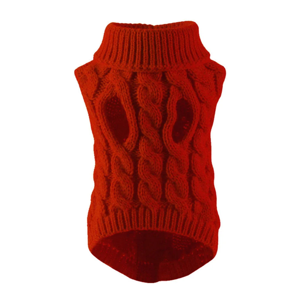 Classic Solid Knit Dog Sweater | Warm Winter Pullover for Small Breeds Wine Red Default