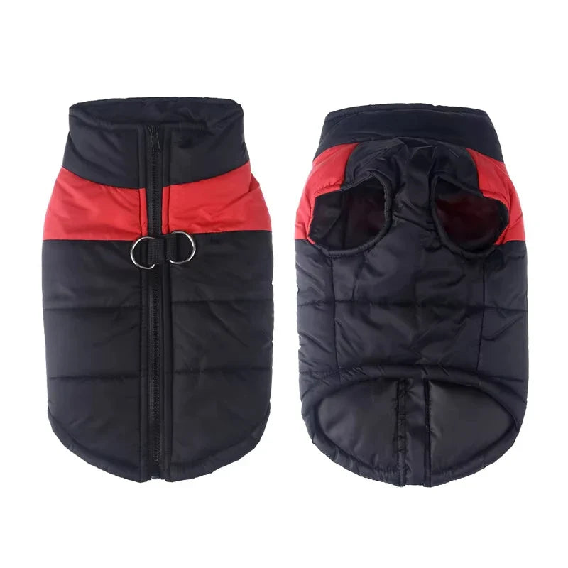 Waterproof Winter Dog Jacket Warm Windproof Coat with D-Ring – XS–6XL for Small to Large Breeds (Red/Blue/Green/Pink/Purple) Red