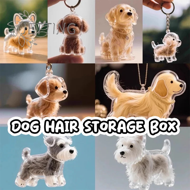 Clear Puppy Hair Memorial Keychain | Pet Fur Keepsake Capsule DIY Pendant